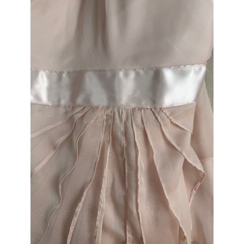 Adrianna Papell One Shoulder Chiffon Cocktail Dress Womens 10 Blush Pink Ruffle - Picture 8 of 10